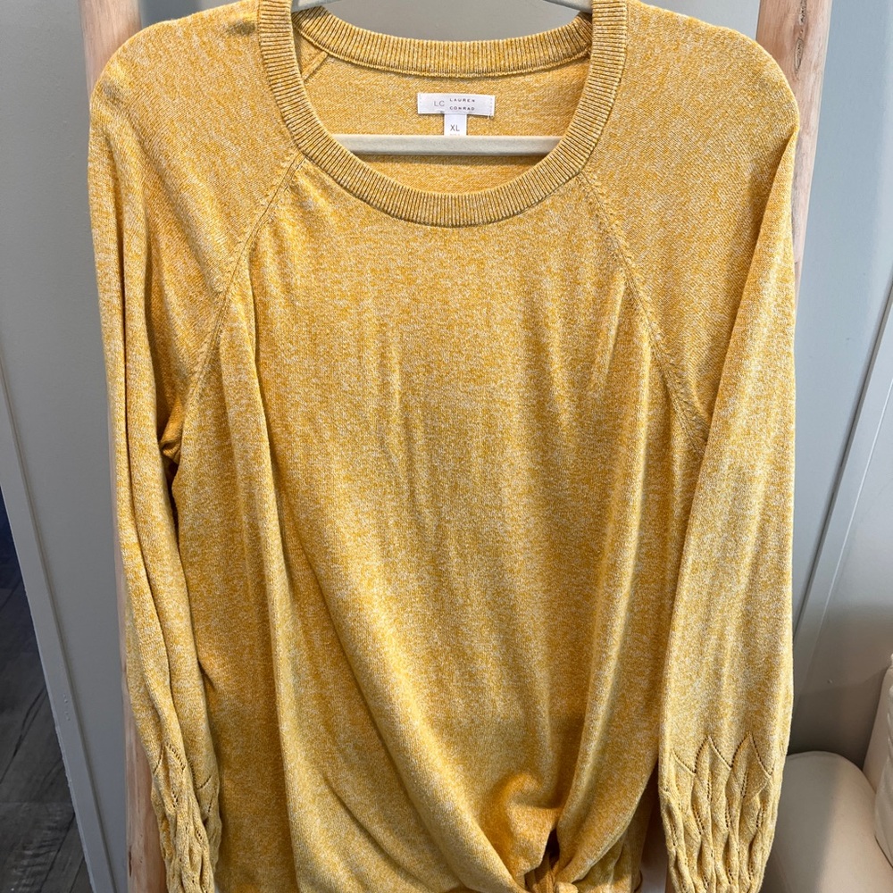 LC Lauren Conrad Mustard Yellow Crewneck Sweater